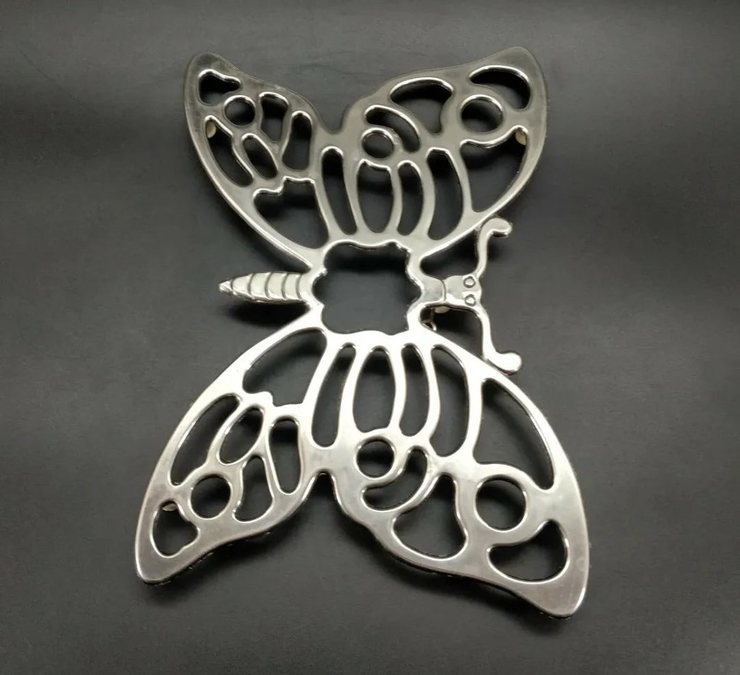 Vintage Leonard Silverplate Butterfly Trivet Hot Plate Dish Holder 10.5" x 7"