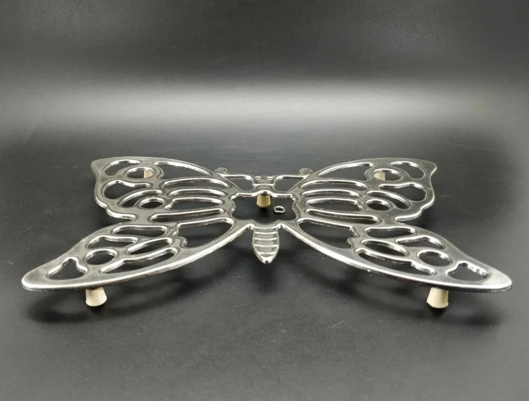 Vintage Leonard Silverplate Butterfly Trivet Hot Plate Dish Holder 10.5" x 7"