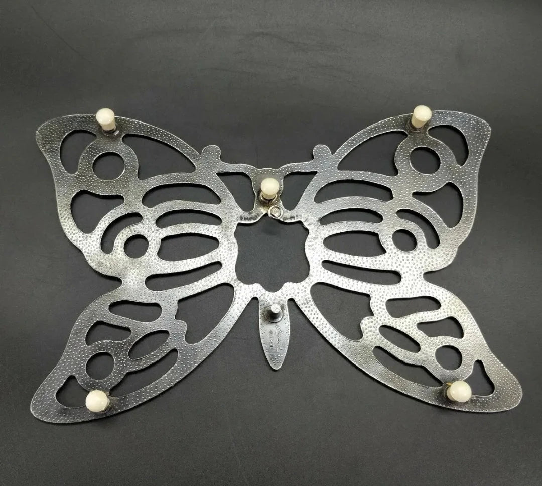 Vintage Leonard Silverplate Butterfly Trivet Hot Plate Dish Holder 10.5" x 7"