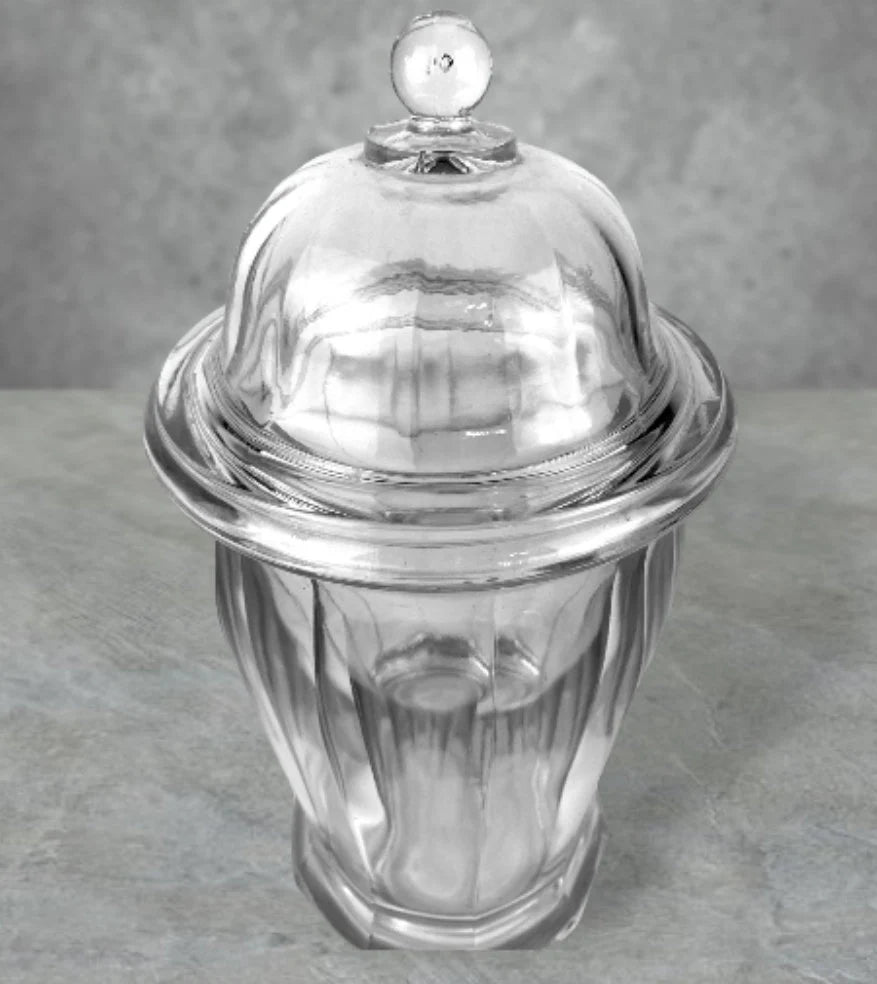 Vintage Heavy Clear Glass Antique Apothecary Jar with Lid - Vintage Drug Store Jar - Wedding Candy Table Display Decoration Home Decor - Timeless Treasures Emporium1