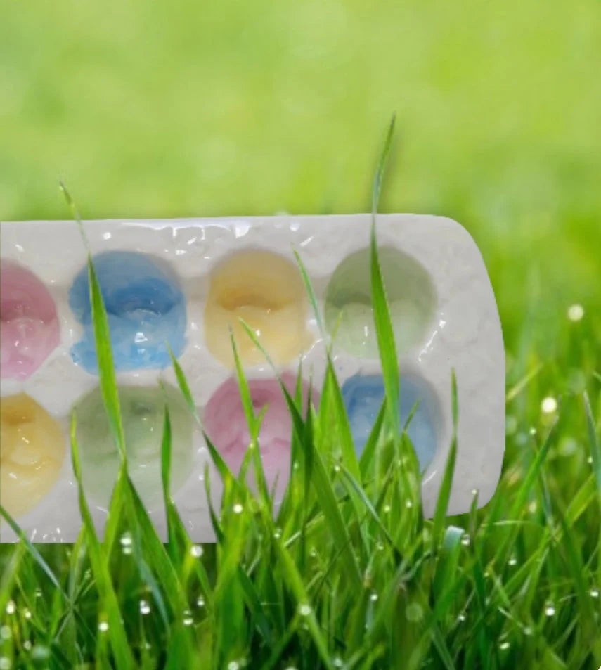 Pretty Vintage Rainbow Gracie Ceramic Easter Egg Carton Coloring Dish, Porcelain Easter Eggs Coloring Tray/Crate - for One Dozen (12) Eggs