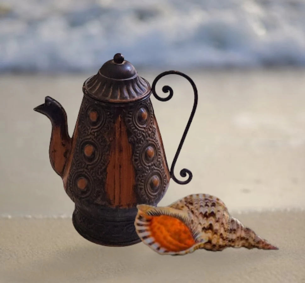 Vintage Style Rustic 3-D Pitcher with Snake Spout and Fish/Dragon Handle ~ 12" Rusty Metal Kitchen/Garden/Atrium Watering Jug/Pot Decor - Timeless Treasures Emporium1