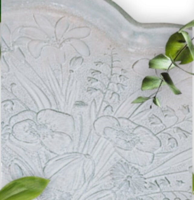 Vintage Crystalia Corporation Clear Glass Crystal Heart-Shaped Bouquet Platter, Large 13" x 12" Embossed Serving Platter