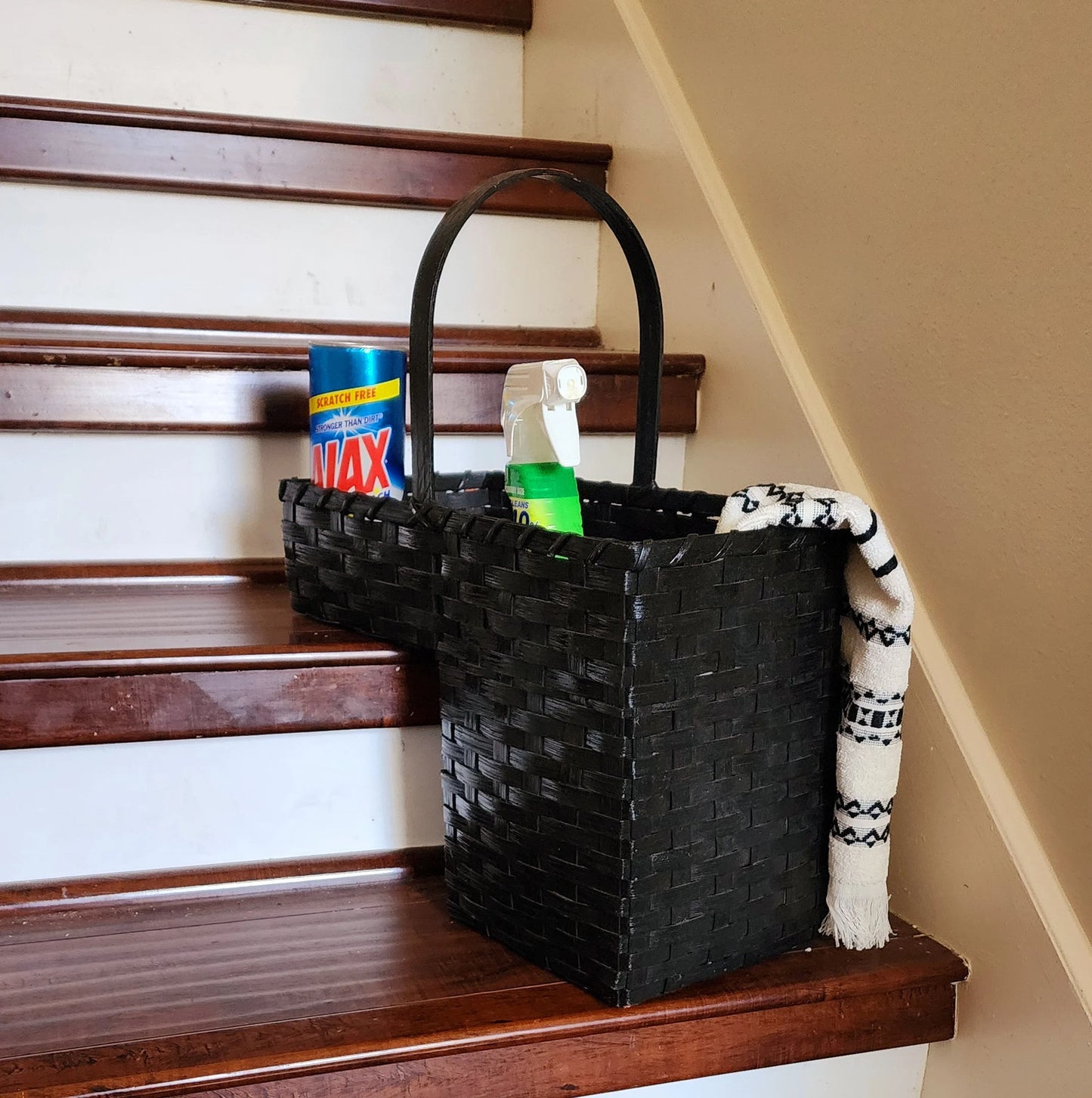 Wicker/Rattan Decorative Storage Stair Basket with Handle (Brown) Decor ~ 16.5" - Timeless Treasures Emporium1