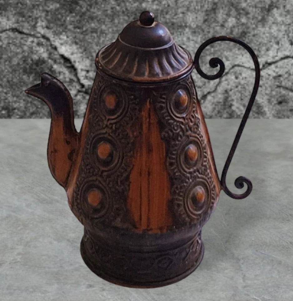 Vintage Style Rustic 3-D Pitcher with Snake Spout and Fish/Dragon Handle ~ 12" Rusty Metal Kitchen/Garden/Atrium Watering Jug/Pot Decor - Timeless Treasures Emporium1