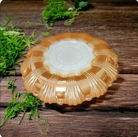 Vintage Anchor Hocking Robins Egg Blue Glass Deviled Egg / Oyster Plate Server Dish With Gold Trim ~ 10" - Timeless Treasures Emporium1