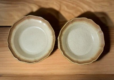 Mikasa Whole Wheat Cream Center Soup/Cereal Bowls 8-1/2" Tan & Brown Stoneware E8000 ~ Set of Two (2) - Timeless Treasures Emporium1
