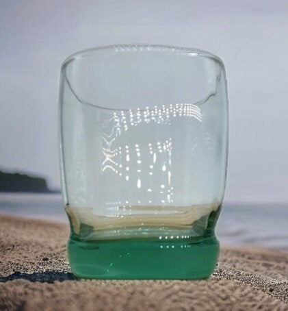 VTG Libbey Carrington Square Lowball Rocks Glasses Aqua/Green Double Old-Fashioned Glasses Made USA Set of 4 MCM - Timeless Treasures Emporium1
