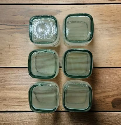 VTG Libbey Carrington Square Lowball Rocks Glasses Aqua/Green Double Old-Fashioned Glasses Made USA Set of 4 MCM - Timeless Treasures Emporium1
