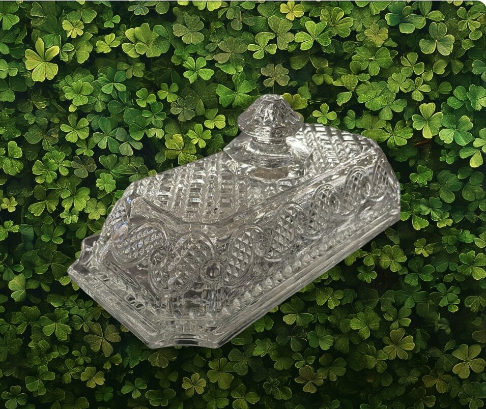 Title: Vintage Avon Cape Cod Clear Glass Butter Dish with Lid - 1983-84 Collection