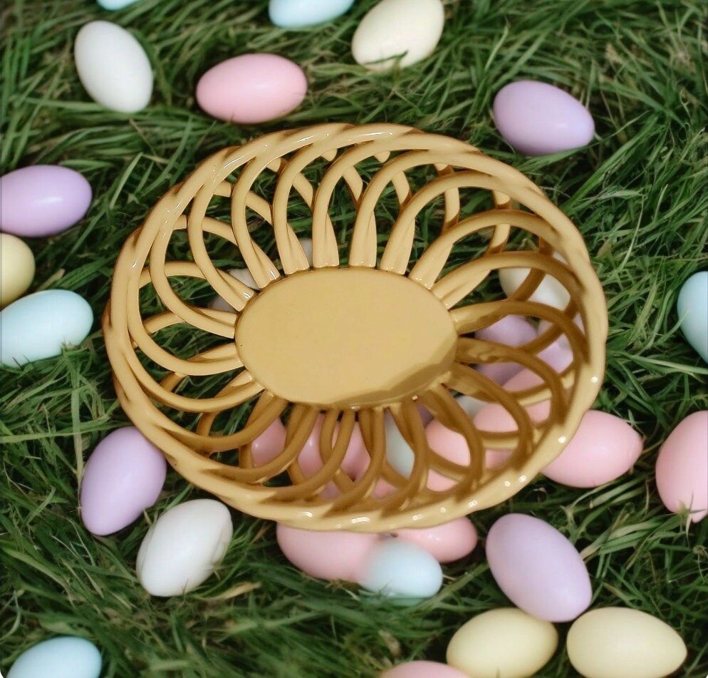 Yellow (Butter) Lattice Weave Woven Ceramic Decorative Fruit Bread Bowl Basket, 9"H x 10.75"W x 5"D Horizontal - Timeless Treasures Emporium1