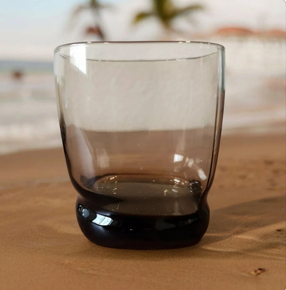 VTG Libbey Carrington Square Lowball Rocks Glasses Smokey Brown/Mocha Double Old-Fashioned Glasses Made USA Set of 4 MCM - Timeless Treasures Emporium1