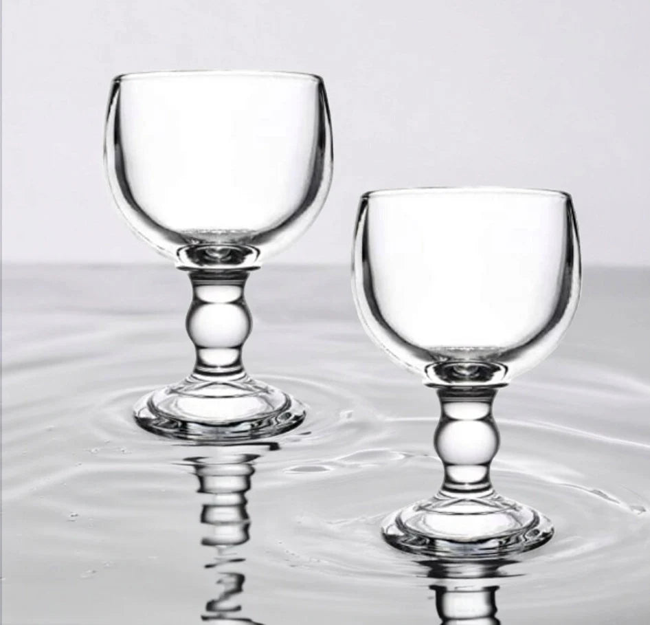 Pair of Vintage Libbey 7.25" Schooner Glass Stemmed Heavy Beer Goblets Margarita Cocktail Glasses 18 Oz Capacity