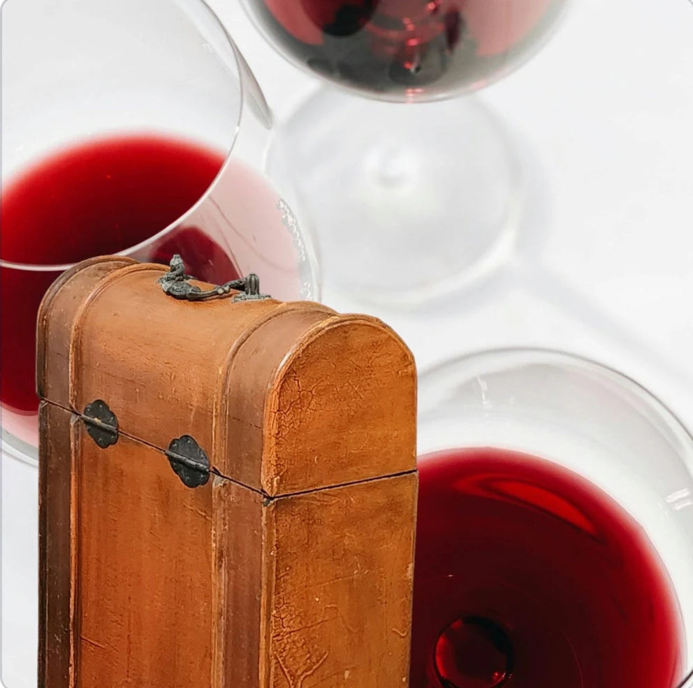 Decorative Vintage Distressed Wooden Triple Wine Box Chest Carrier ~ 13.5" - Timeless Treasures Emporium1