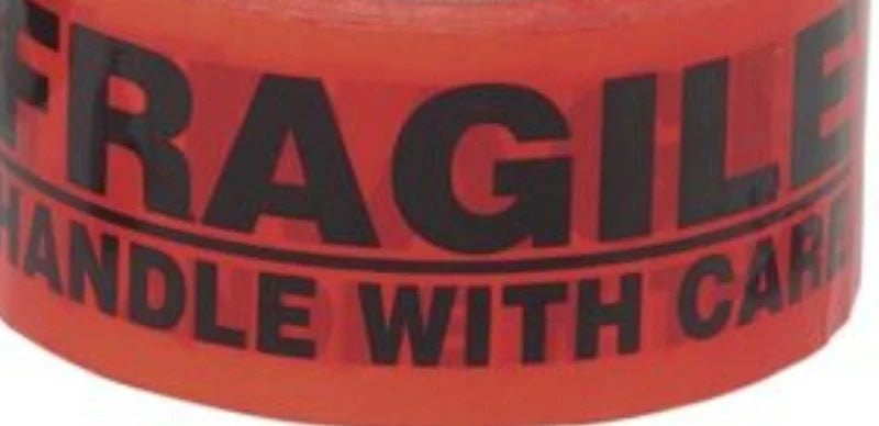 Printed Packing Tape "FRAGILE" Red (3mm x 100m) Word Print ~ 3 Pack