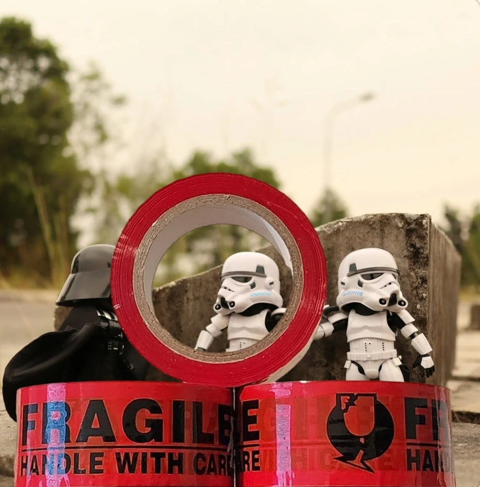 Printed Packing Tape "FRAGILE" Red (3mm x 100m) Word Print ~ 3 Pack