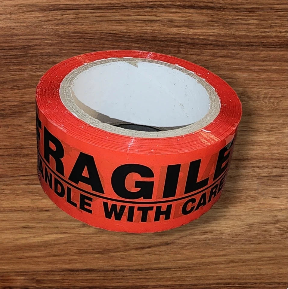 Printed Packing Tape "FRAGILE" Red (3mm x 100m) Word Print ~ 3 Pack