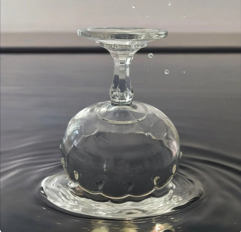 Vintage Indiana Glass Teardrop Design Clear Glass Compote Pedestal Compote Bowl 7.5” Scalloped - Timeless Treasures Emporium1