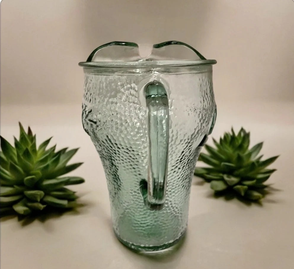 Vintage Coca Cola Green Pebbled Glass Pitcher ~ 64oz