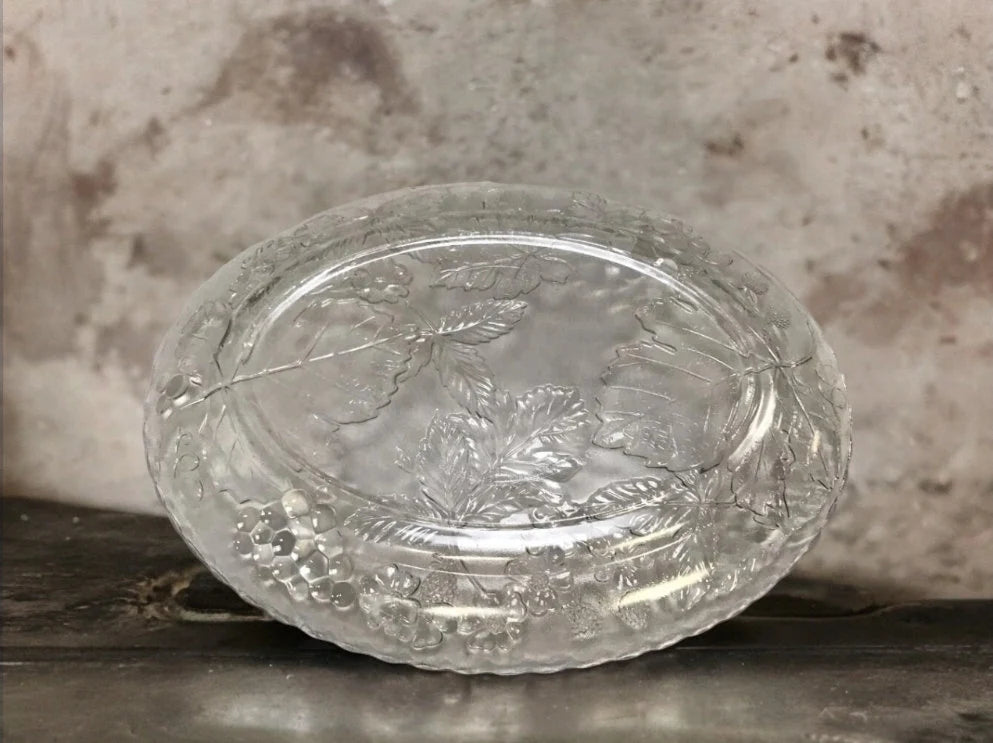 Vintage Anchor Hocking AHC-100 Festive Holiday Fall Harvest Crystal 18" Clear Oval Serving Platter Pre-owned ~ Glass