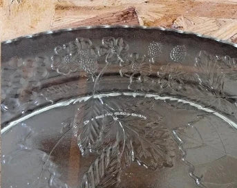 Vintage Anchor Hocking AHC-100 Festive Holiday Fall Harvest Crystal 18" Clear Oval Serving Platter Pre-owned ~ Glass