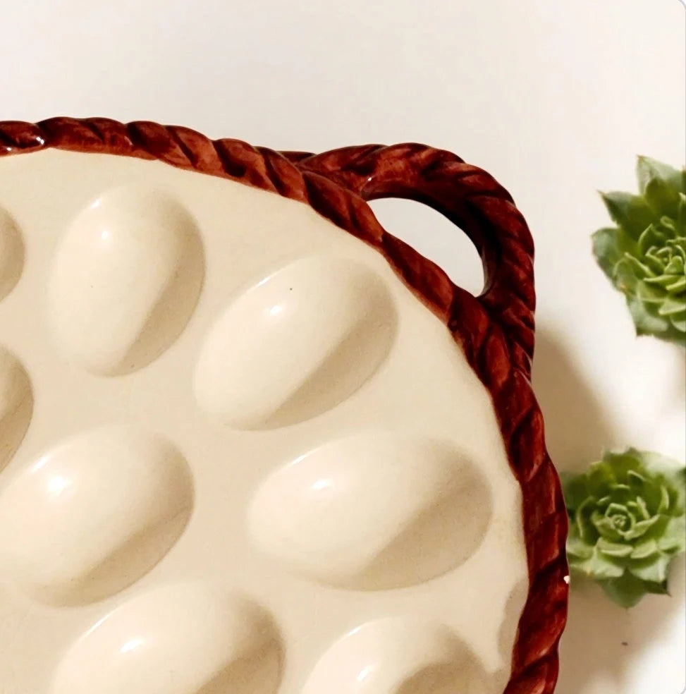 Vintage Holden Group Ceramic Deviled Egg Dish Basket 13"L x 9"W x 2.5"D - Timeless Treasures Emporium1