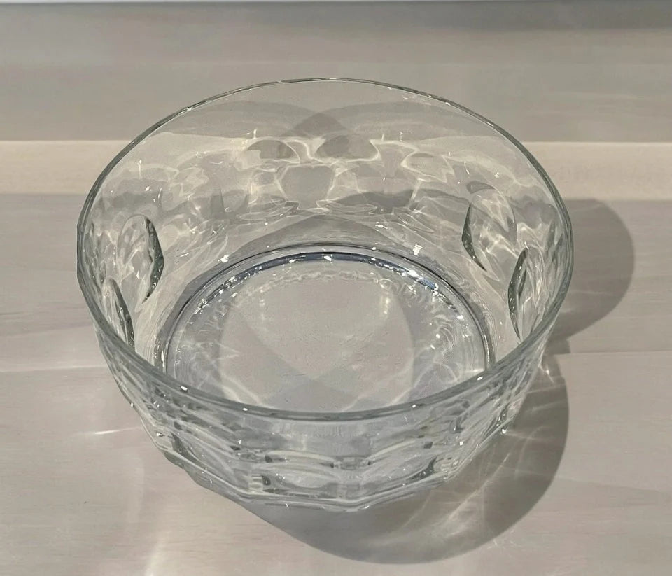 Vintage ARCOROC France Thumbprint Clear Glass Salad / Serving Bowl 8 5/8" x 4"