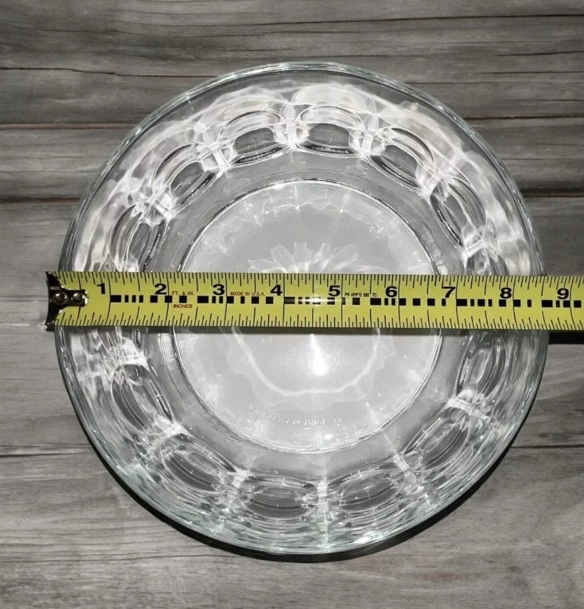 Vintage ARCOROC France Thumbprint Clear Glass Salad / Serving Bowl 8 5/8" x 4"