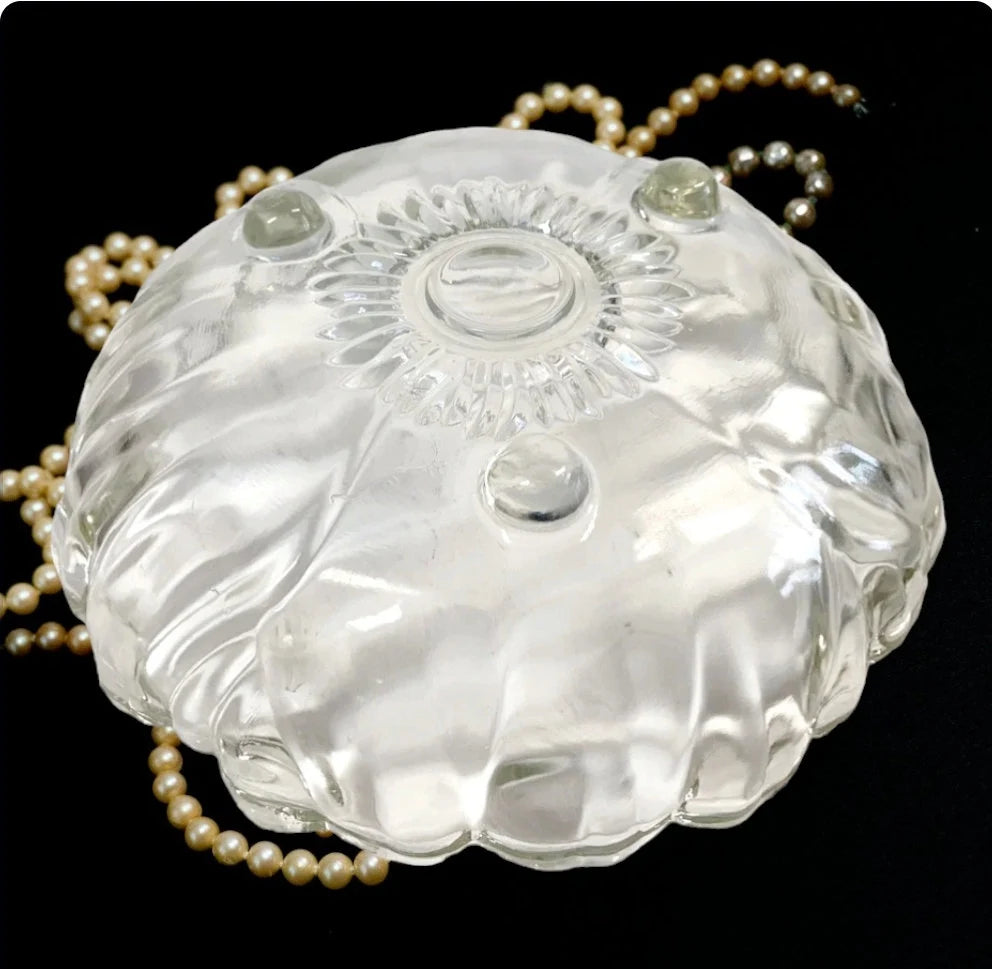 Vintage 70s Clear Indiana Glass Large Serving Fruit Bowl Sunflower Pattern