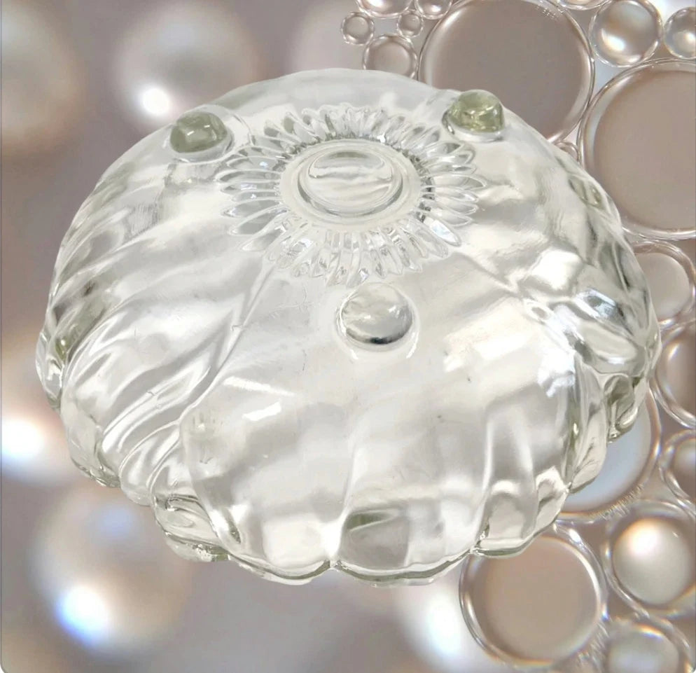 Vintage 70s Clear Indiana Glass Large Serving Fruit Bowl Sunflower Pattern