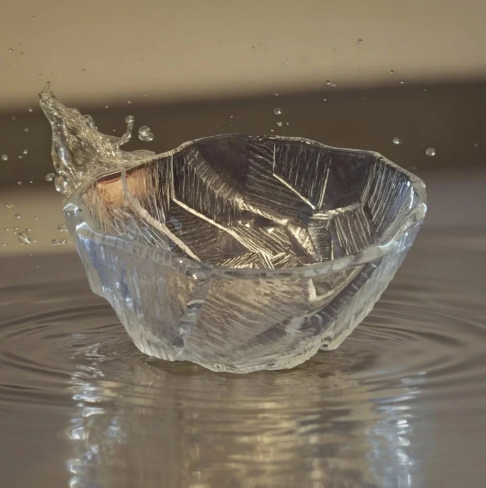 HOYA GLASS Bowl From JAPAN Icy Textured Fruit Serving Bowl - Timeless Treasures Emporium1