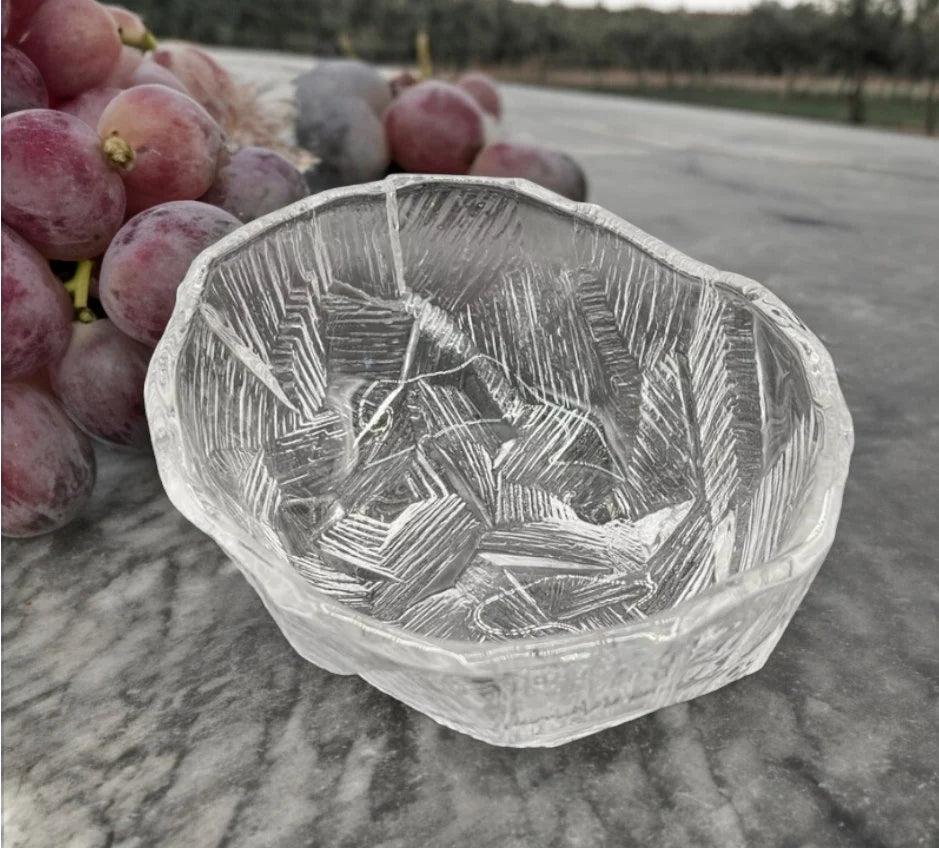 HOYA GLASS Bowl From JAPAN Icy Textured Fruit Serving Bowl - Timeless Treasures Emporium1