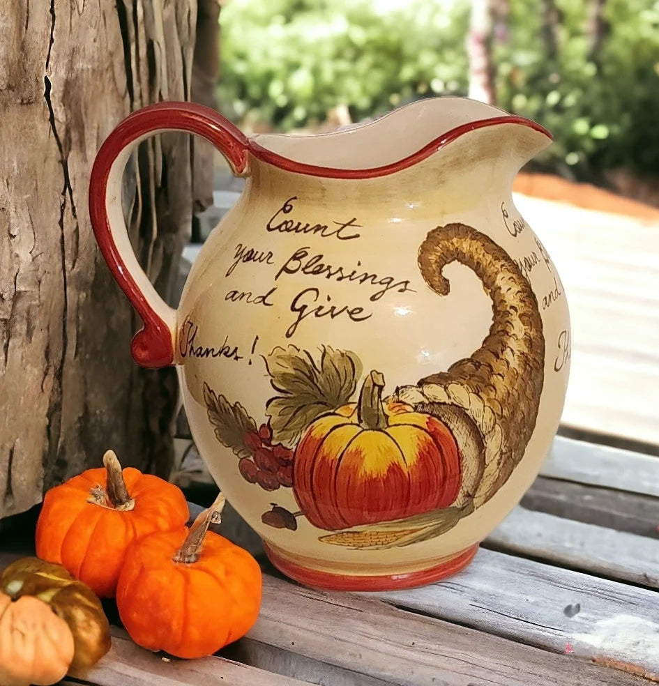 Harvest Season Count Your Blessings and Give Thanks 4-QT Pitcher by Bountiful Cornucopia - Timeless Treasures Emporium1