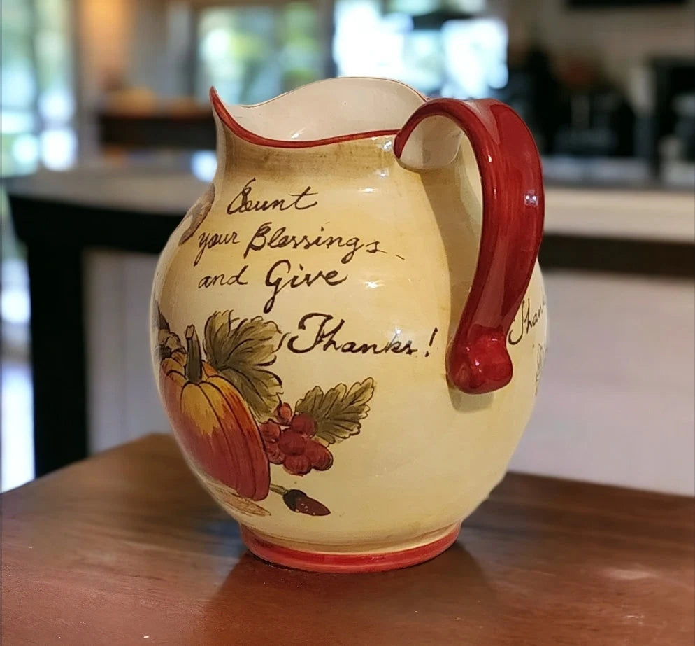 Harvest Season Count Your Blessings and Give Thanks 4-QT Pitcher by Bountiful Cornucopia - Timeless Treasures Emporium1