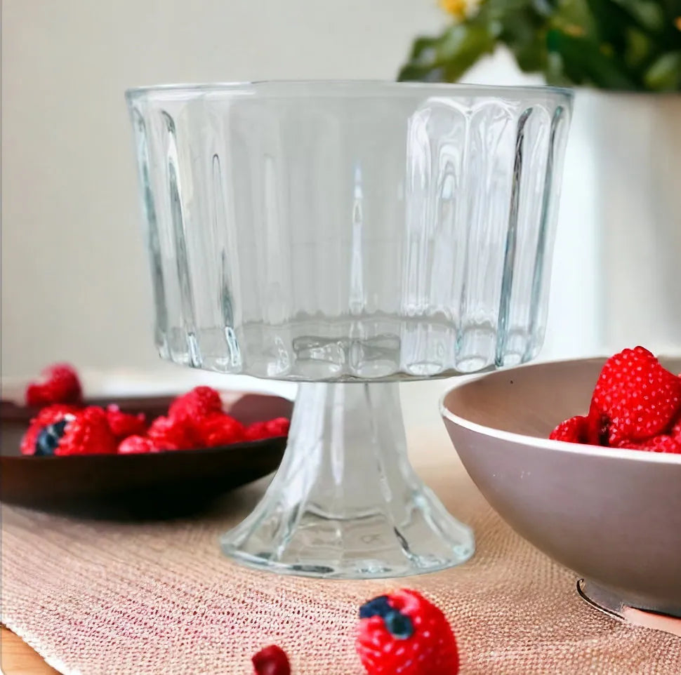 Vintage Ribbed Swirl Style Toscany Collection Footed Sierra Trifle Bowl - Timeless Treasures Emporium1