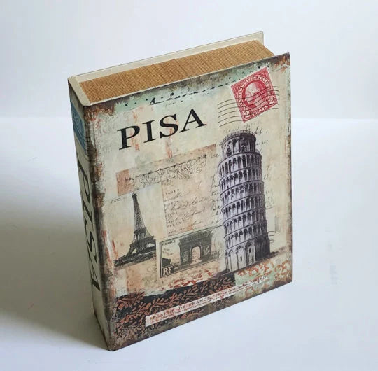 Large Vintage World Traveler Book Storage Box with Wheat Field Cover Keepsake Vintage Memory Antique Book Box Vintage Paper Box Home Decor - Timeless Treasures Emporium1