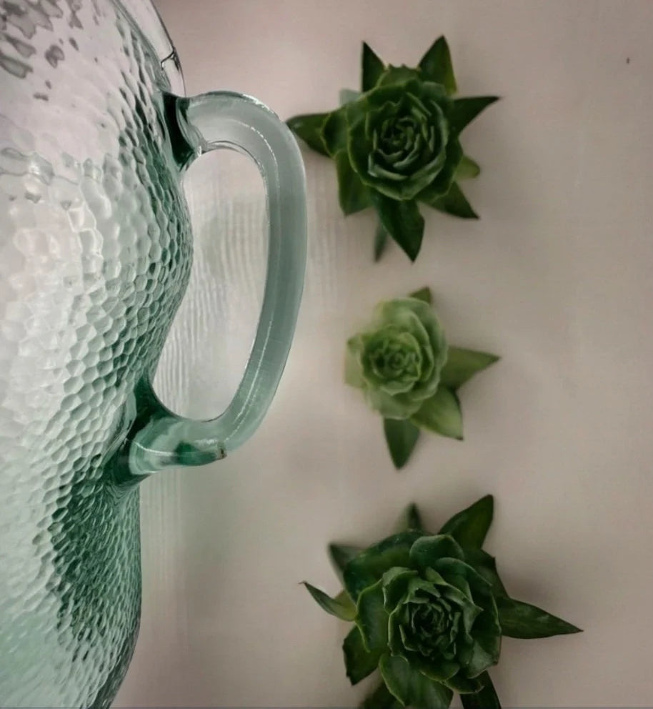 Vintage Coca Cola Green Pebbled Glass Pitcher ~ 64oz