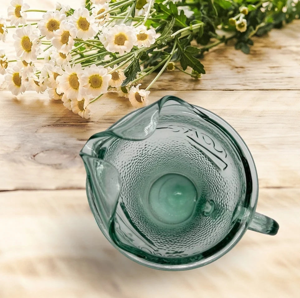 Vintage Coca Cola Green Pebbled Glass Pitcher ~ 64oz