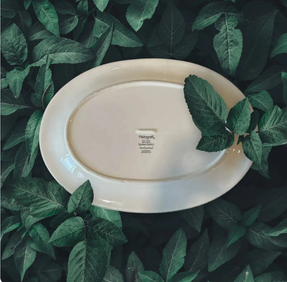 Vintage Beautiful Pfaltzgraff Garden District Hand Painted Large Oval 16 inch Serving Platter