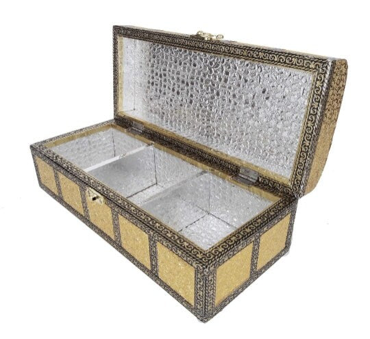 Vintage Decorative German Silver Dry Fruit Box | Dinning Decoration Organizing Gift Box | Mid Century Home Living Canister
