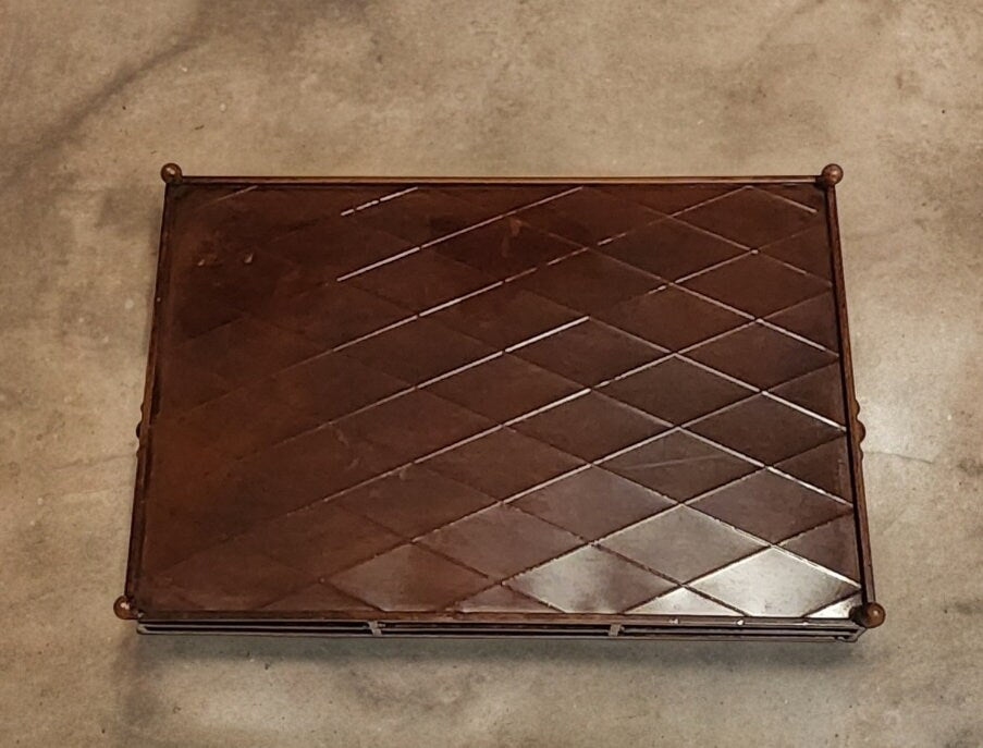 Timeless Vintage Rustic Distressed Finished All Metal Footed Tray ~ 20"