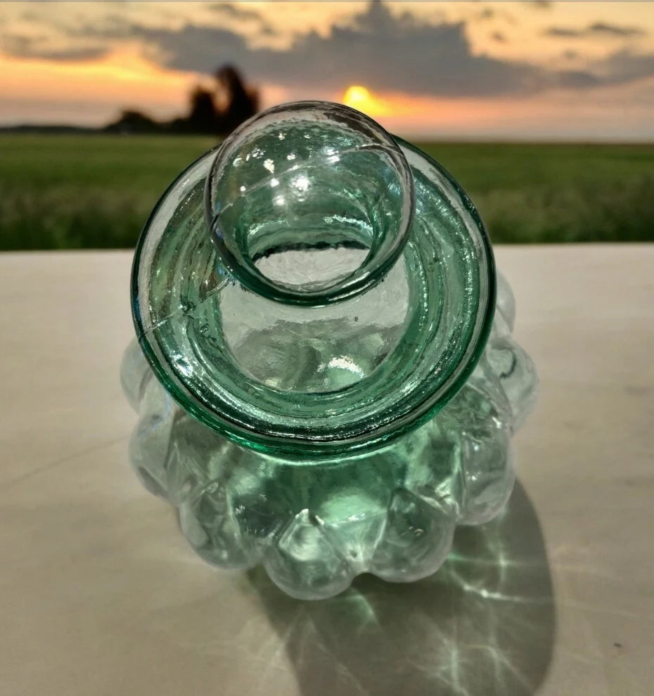 Vintage Heavy Green Glass Antique Pumpkin Shaped Apothecary Jar with Lid Candy Table Display Decoration Home Decor ~ 14"×10" - Timeless Treasures Emporium1