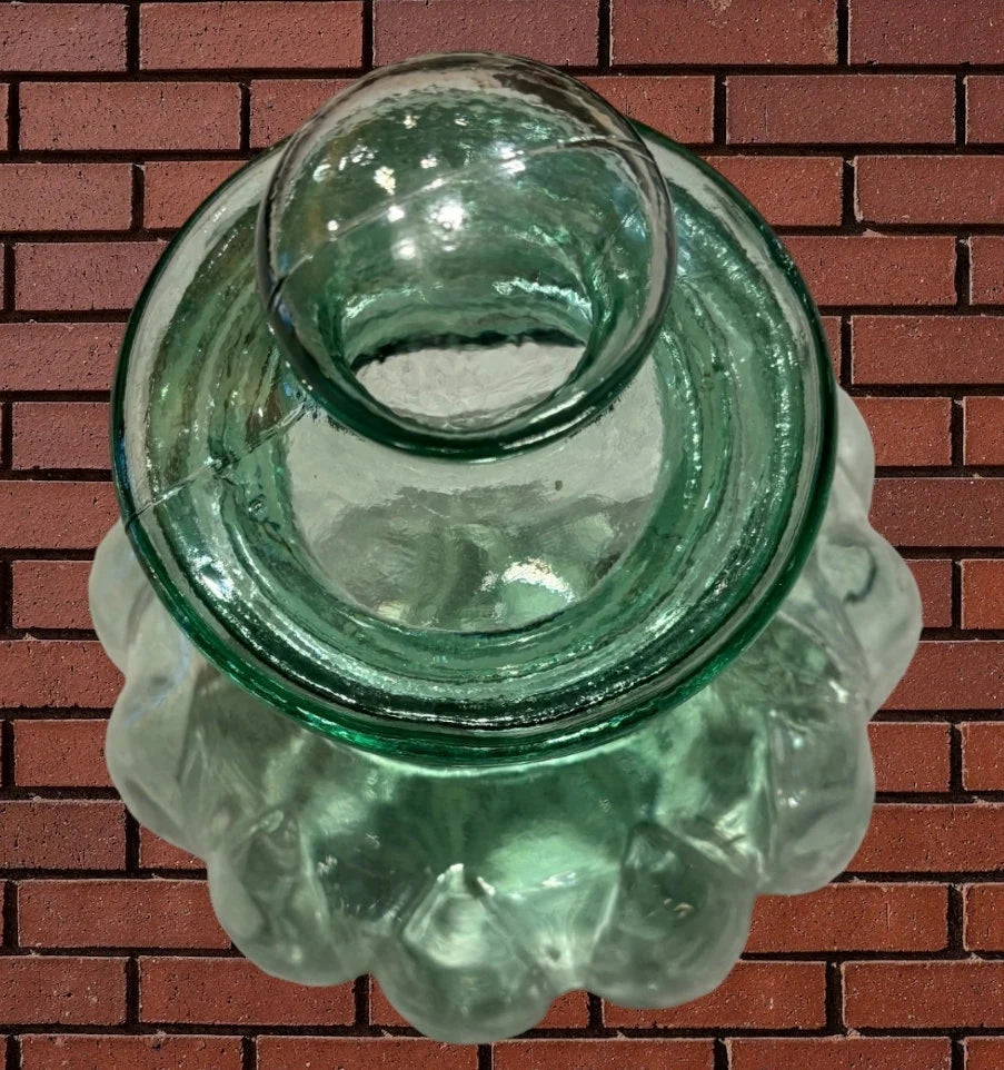 Vintage Heavy Green Glass Antique Pumpkin Shaped Apothecary Jar with Lid Candy Table Display Decoration Home Decor ~ 14"×10" - Timeless Treasures Emporium1
