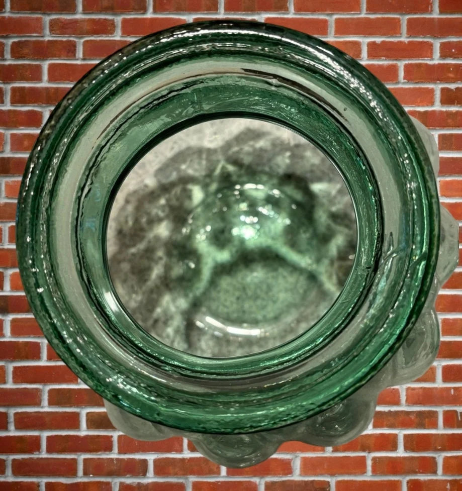 Vintage Heavy Green Glass Antique Pumpkin Shaped Apothecary Jar with Lid Candy Table Display Decoration Home Decor ~ 14"×10" - Timeless Treasures Emporium1