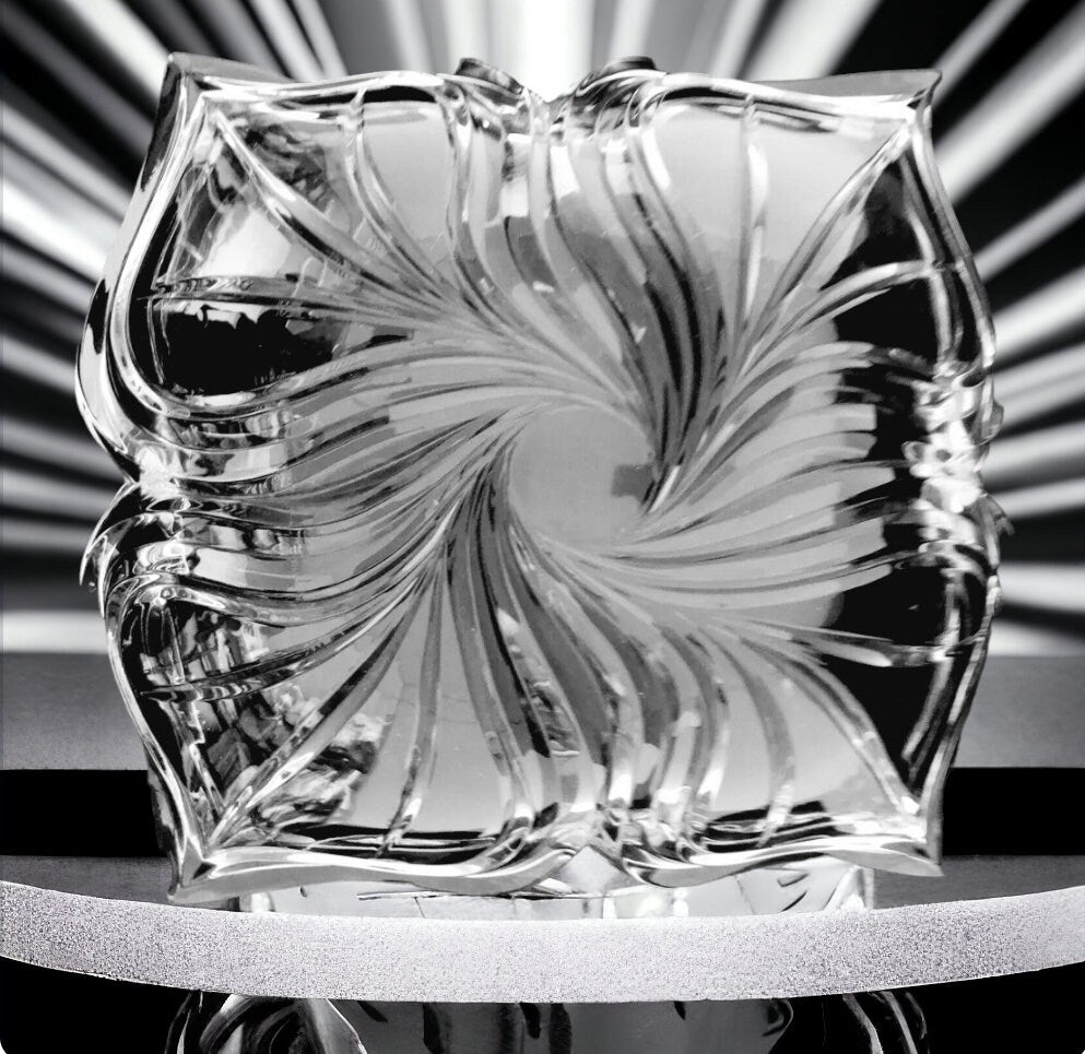 Heavy Block Mikasa Silhouette Serving Bowl Platter Square Curved Crystal Glass Bowl Candy/Nuts Dish Centerpiece Flower Floral ~ 11.5" - Timeless Treasures Emporium1