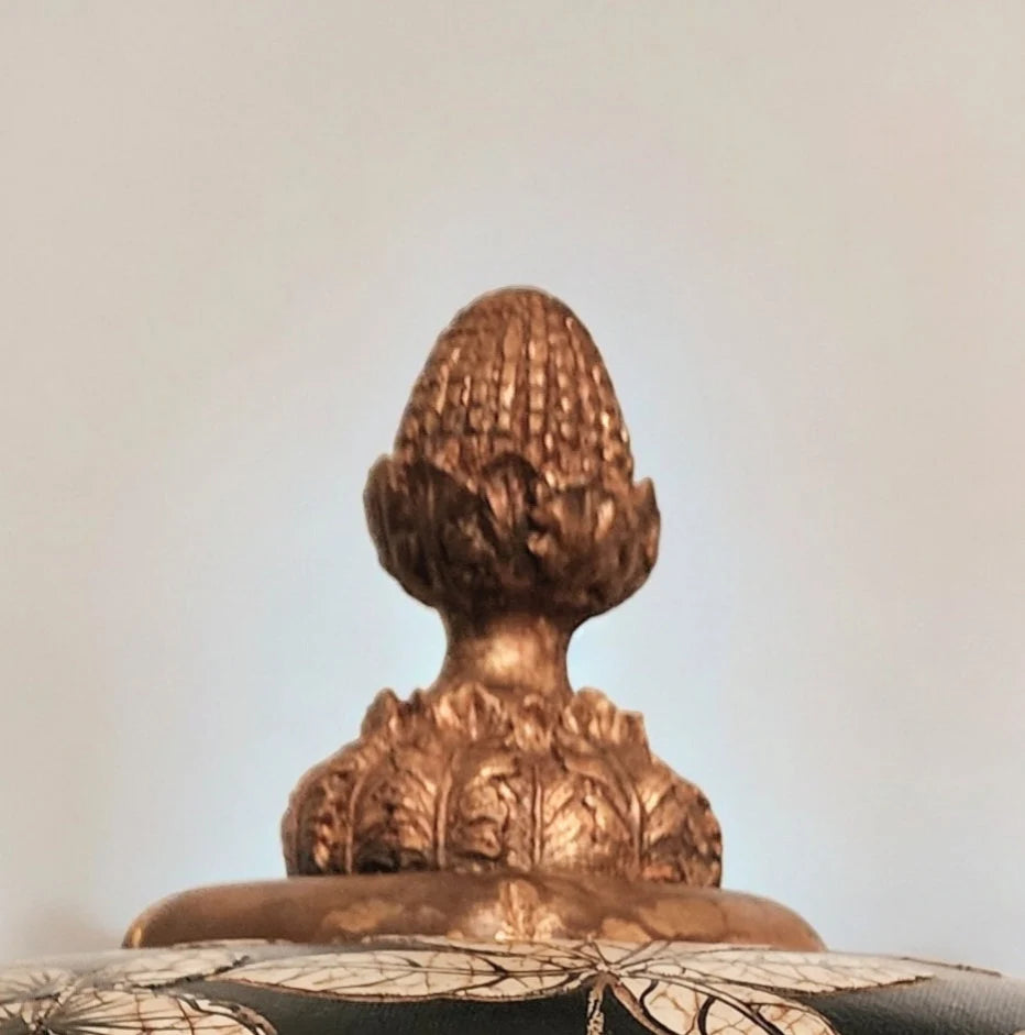 Vintage Asian Decorative Gilded Leaf Wooden Castilian Imports Table Box Footed Chest ~ 15"×10"