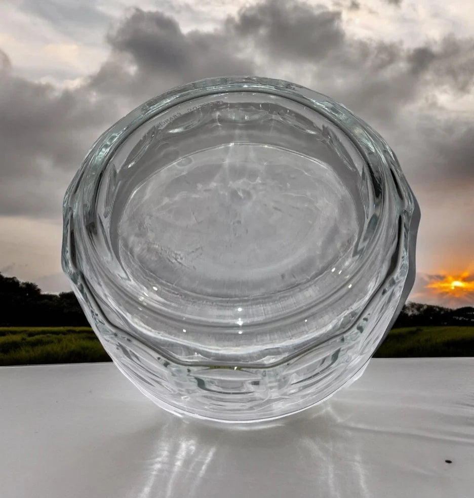 Vintage ARCOROC France Thumbprint Clear Glass Salad / Serving Bowl 8 5/8" x 4"