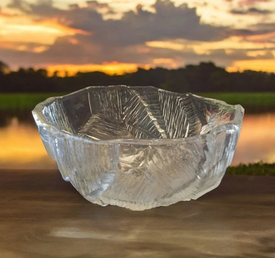 HOYA GLASS Bowl From JAPAN Icy Textured Fruit Serving Bowl - Timeless Treasures Emporium1