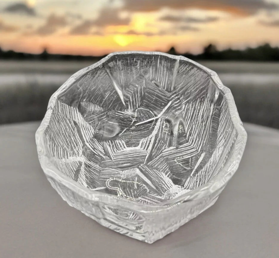 HOYA GLASS Bowl From JAPAN Icy Textured Fruit Serving Bowl - Timeless Treasures Emporium1