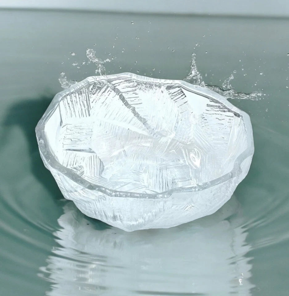 HOYA GLASS Bowl From JAPAN Icy Textured Fruit Serving Bowl - Timeless Treasures Emporium1